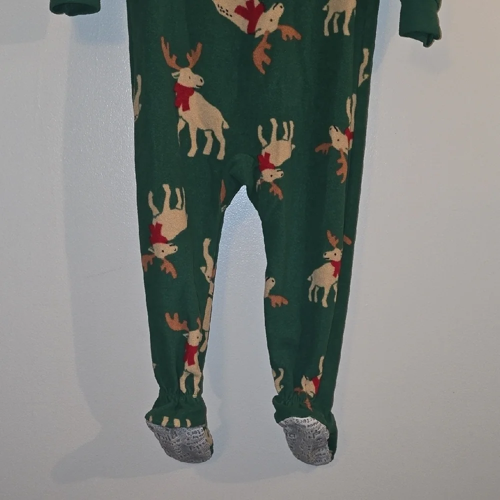 Carter's Festive Green Reindeer Footies LOT O